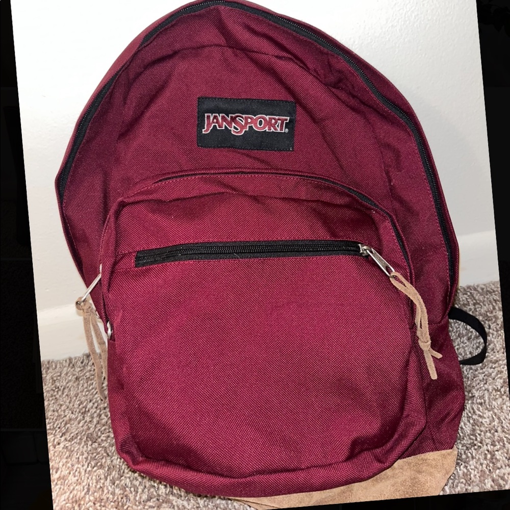 Red jansport bag.